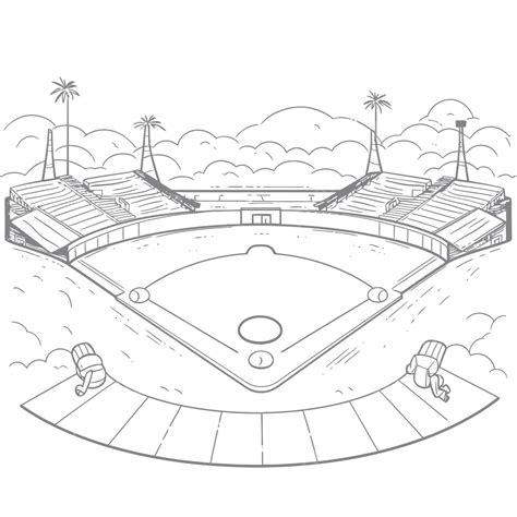 color print   baseball stadium coloring page outline sketch drawing