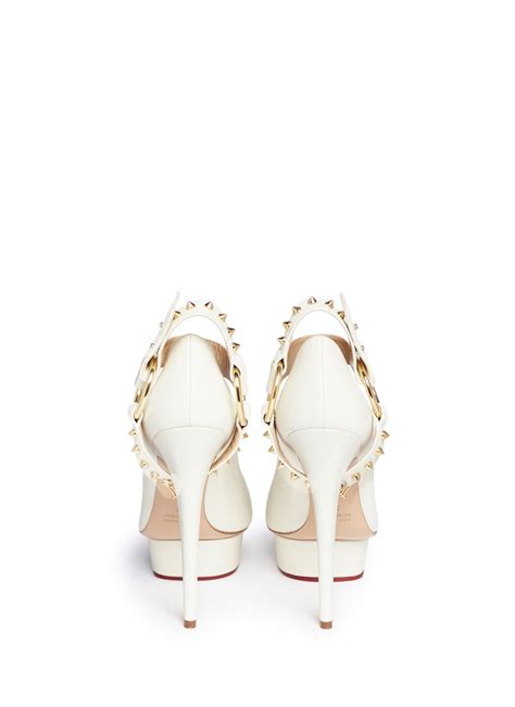 lyst charlotte olympia mistress dolly platform pumps in white