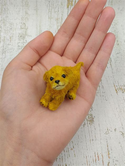 miniature micro dog golden retriever puppy tiny artist toy  etsy