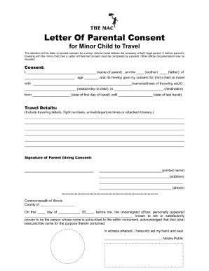 sample letter  consent  travel  parents fill   sign