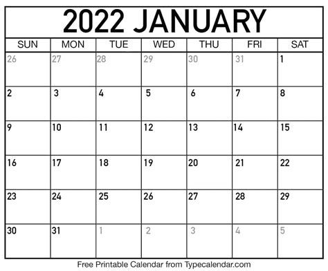 january  calendar january   printables