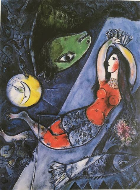 original vintage print  marc chagall   blue circus etsy