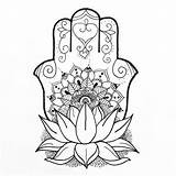 Hamsa Hand Drawing Tattoo Hippie Fatima Mano Mandala Coloring Pages Drawings Mandalas Bohemian Sun Lotus Tattoos Fine Line Colouring Google sketch template