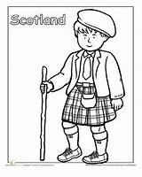 Coloring Scotland Pages Traditional Clothing Kids Scottish Worksheets Sheets Around Multicultural Children Culture Clipart Colouring Education Theme Crafts Color Globe sketch template