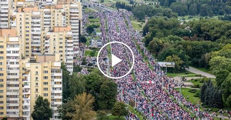 over 100 000 protest belarus s president in minsk the new york times