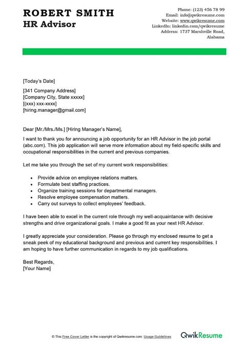 hr intern cover letter examples qwikresume