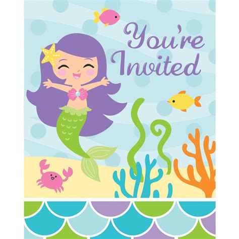 mermaid birthday invitation template  cards design templates