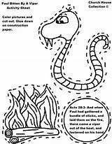 Paul Coloring Snake Activity Bitten Sheet Pages Apostle Viper Bible School Sunday Kids Crafts Bite Color Craft Preschool Activities Shipwrecked sketch template