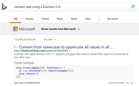 bing   exact snippets  code  developers queries