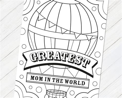 mothers day coloring card printable mothers day card etsy