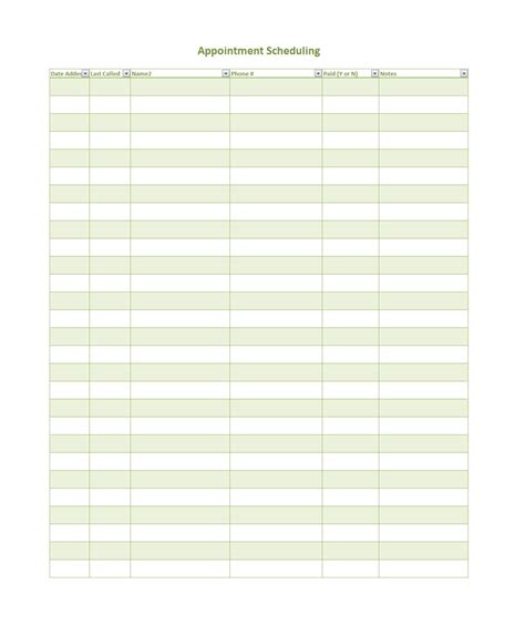 appointment sheet template word  sample template riset