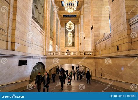 grand central terminal gallery  beautiful chandeliers lamps editorial photography image