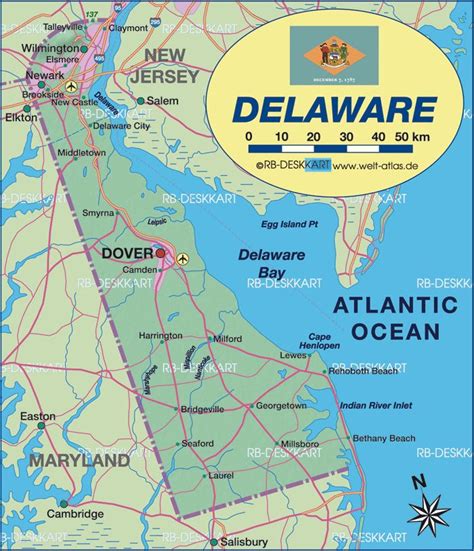 map  delaware state section  united states usa welt atlasde