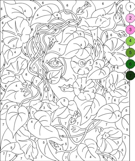coloring page  numbers   image   womans face
