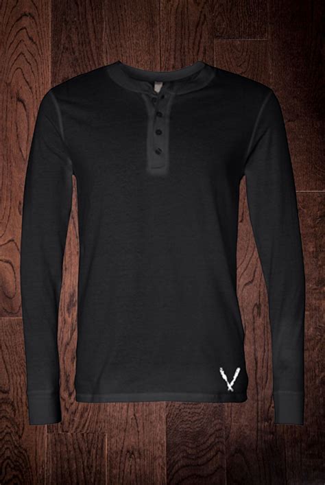 long sleeve henley black  shirts deep  apparel  shirts
