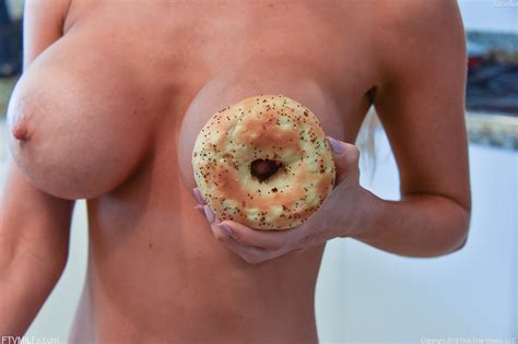blonde busty milf gets naughty in the kitchen with donuts pichunter