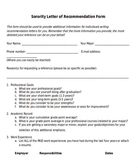 sample sorority recommendation letter templates   ms word