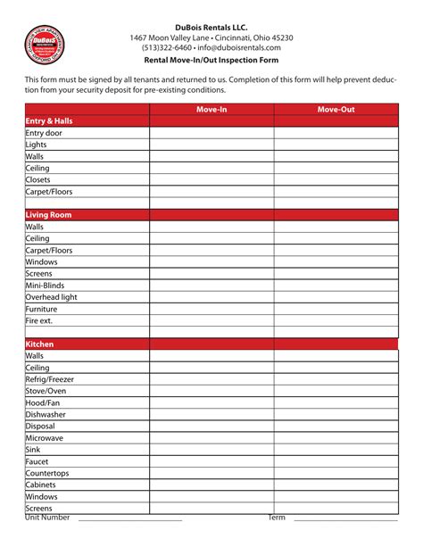 sample printable move  move  inspection report form intended