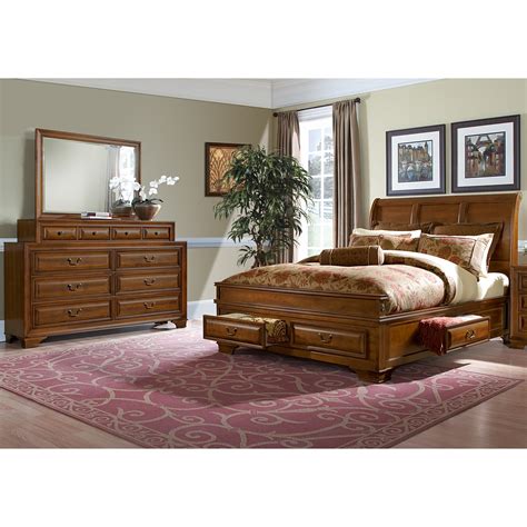 sanibelle  piece queen storage bedroom set pine  city furniture