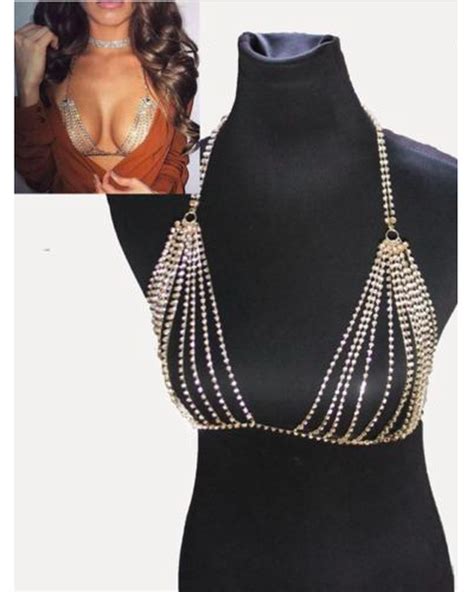 chained to you rhinestones bra gold rhinestone bra fashion body