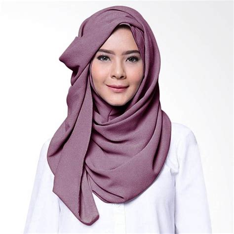 tutorial hijab pasmina warna ungu voal motif