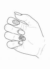 Hand Nail Coloring Pages Template Sketch sketch template