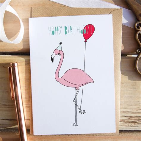 happy birthday flamingo card lisa angel