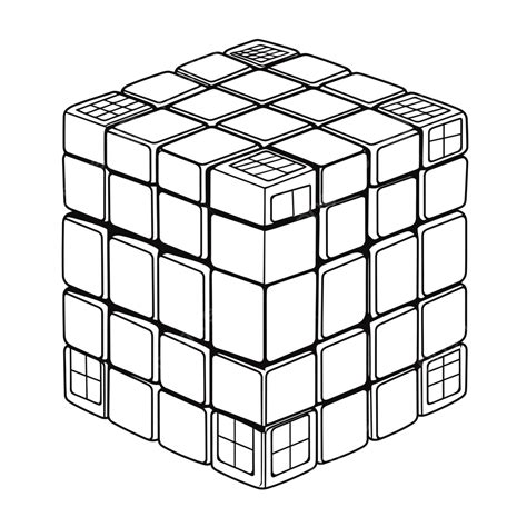 white square cube rubic cube drawing outline sketch vector wing