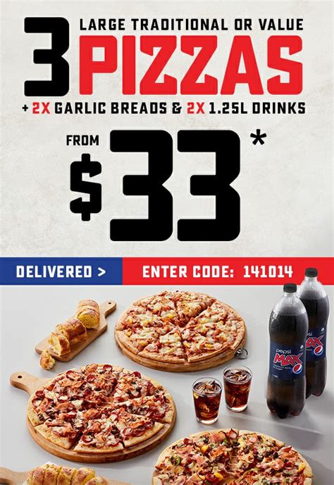 deal dominos  traditional pizzas  garlic breads   drinks  delivered  june
