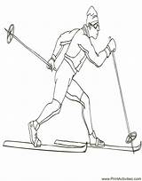 Coloring Skiing Pages Cross Country Skier Olympic Library Popular sketch template