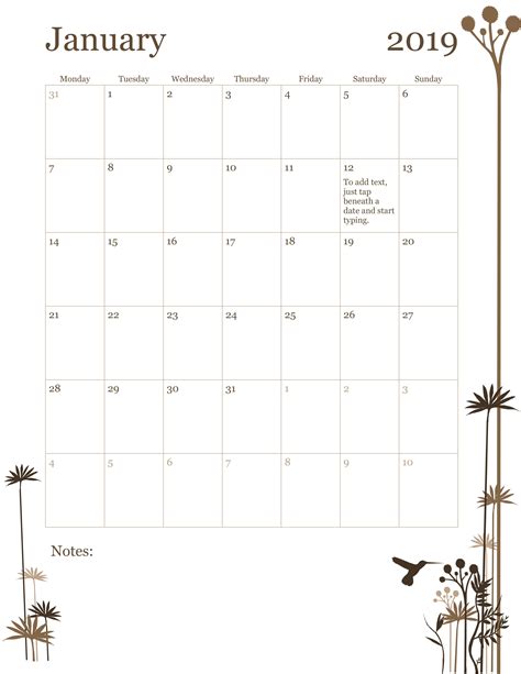 printable  month calendar template printable templates