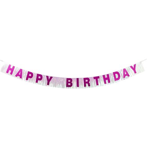 celebrate foil fringe pink happy birthday party banner