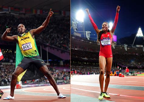 usain bolt and sanya richards ross claim gold in olympic track and
