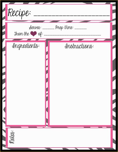 pages templates      printable recipe pages