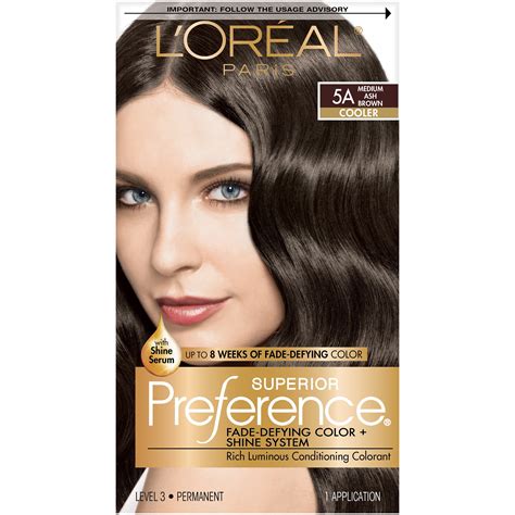 loreal paris superior preference fade defying shine permanent hair color  medium ash brown