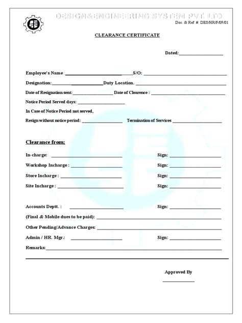 employee clearance form