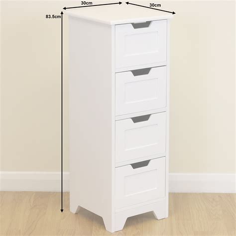 standing slim white  drawer floor storage unit cabinet home