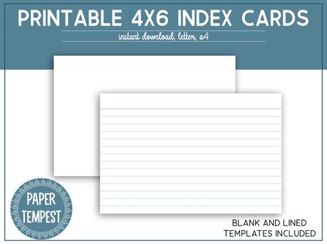 printable  index cards printable lined index cards etsy