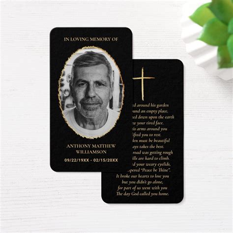 black gold custom photo laminated memorial cards zazzle