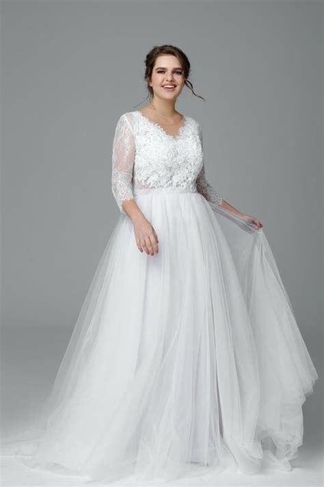 long sleeve lace wedding dress plus size wedding dress · sancta sophia