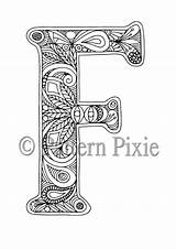 Letters Letter Alphabet Colouring Adult Pages Coloring Mandala Zentangle Adults Etsy Drawing Sheets Visit Print Initial Sold sketch template