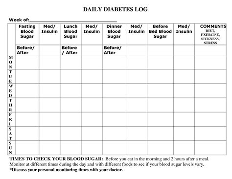 diabetic log book printable  printable