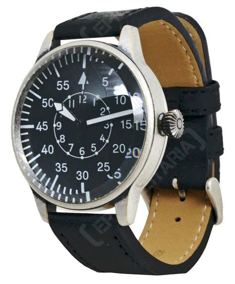 vintage pilot watch with black leather strap retro ww2 style military wristwatch ebay