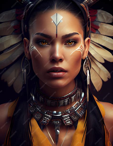 Premium Ai Image Beautiful Native American Woman Created With