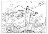 Redeemer Statue Brazil Colouring Activityvillage sketch template