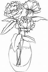 Vase Flower Drawing Peonies Printable Flowers Coloring Outline Drawings Digi Pages Draw Beccy Place Peony Single Collection Beccysplace Sketch Rose sketch template