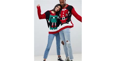 Santa And Elf Two Person Holiday Sweater Ugly Christmas