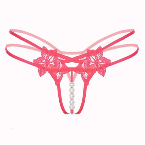 Sexy Lady Pearl Panties Low Waist Womens Underwear Crotchless Erotic