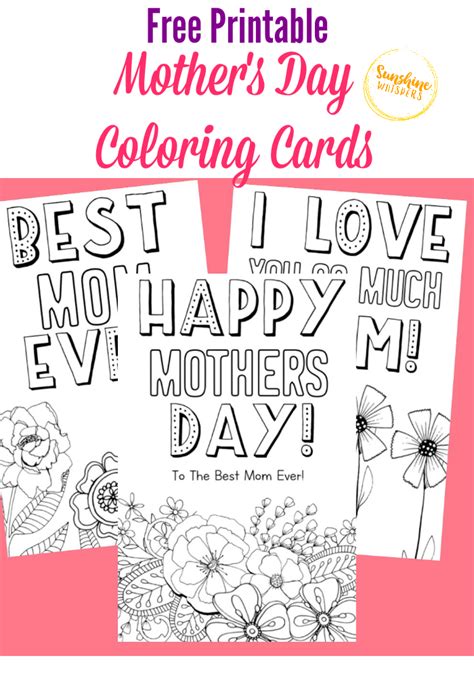 printable mothers day coloring cards sunshine whispers
