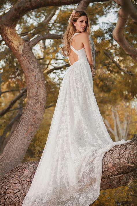 Romantic Backless Silk Wedding Dress Dreamers And Lovers